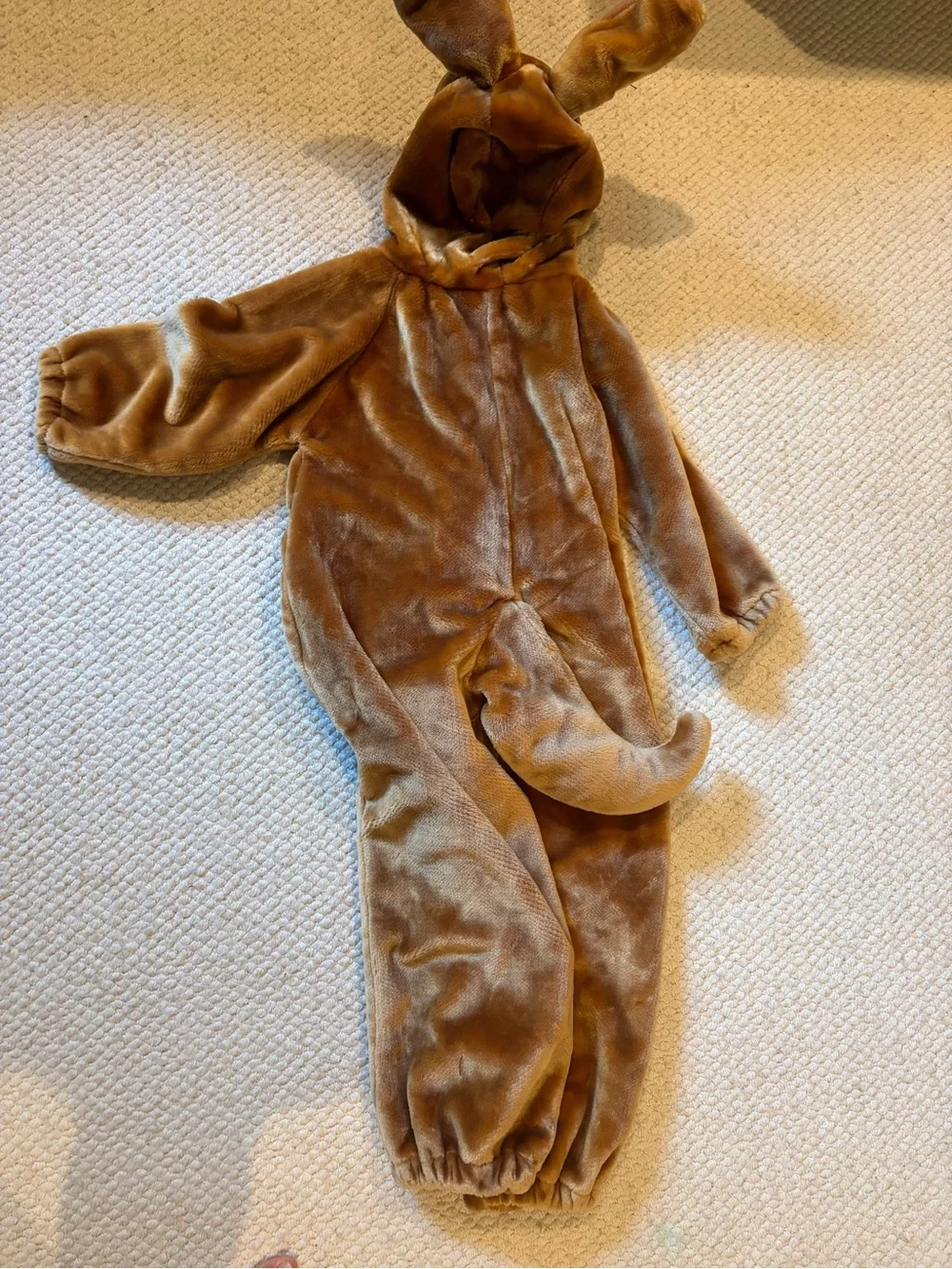 Brown Plush Kangaroo Costume Jumpsuit with Hood